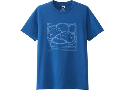 Унисекс футболка kaws x uniqlo chum tee, синяя