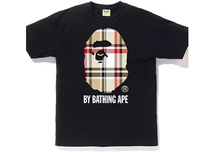 Мужская футболка Bape Check by Bathing Ape, черно-бежевая