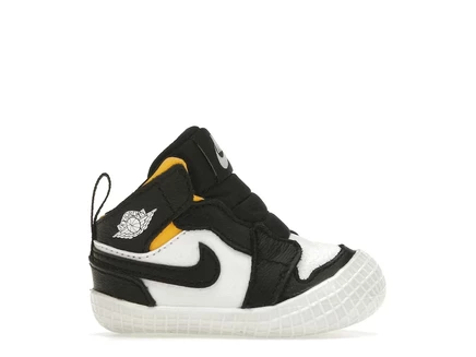 Детские пинетки jordan 1 crib bootie, черно-бело-желтые