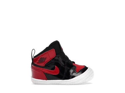 Детские пинетки Jordan 1 Crib Bootie Bred Patent, черно-красные