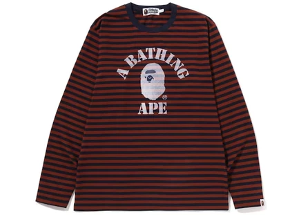 Мужская футболка с длинным рукавом Bape Discharge College Hoop, коричневая