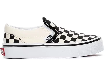 Детские слипоны Vans Classic Slip-On Checkerboard, черно-белые