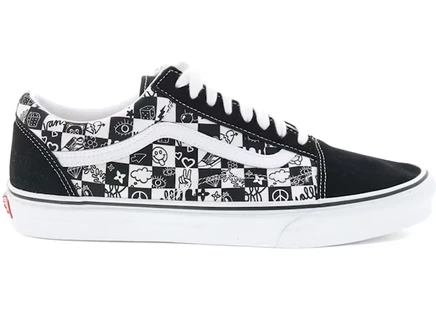 Мужские кеды Vans Old Skool Doodle Checkerboard, черно-белые