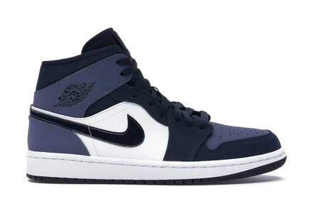 Мужские кроссовки Jordan 1 Mid, тёмно-синий/пурпурный/белый