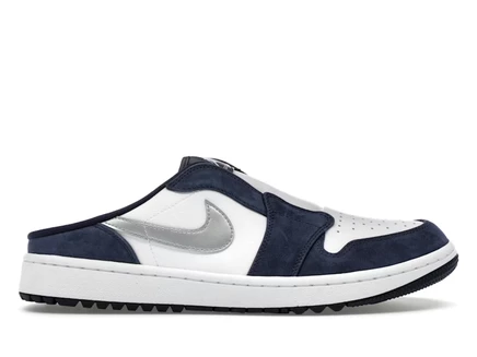 Мужские кроссовки Jordan 1 Mule Golf, белые/темно-синие/серебристые