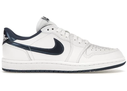 Кроссовки Jordan 1 Retro Low '85 Metallic Blue, бело-синие