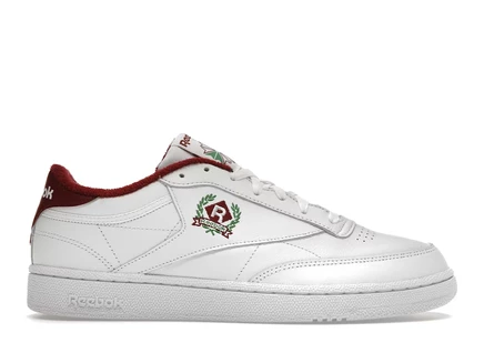 Унисекс кроссовки Reebok Club C 85 Crest, белые с бордовыми вставками