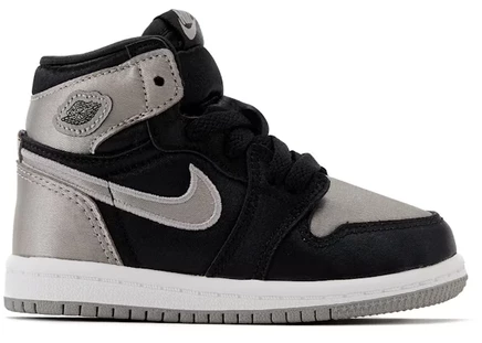 Детские кроссовки Jordan 1 Satin Shadow, черно-серые