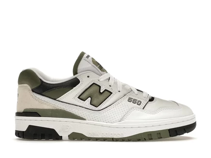 Мужские кроссовки New Balance 550, белые/оливковые/черные
