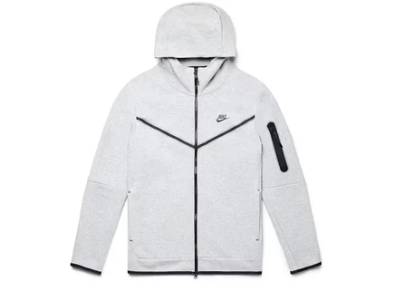 Мужское худи Nike Tech Fleece на молнии, меланжево-серое/черное