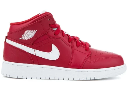 Детские кроссовки Jordan 1 Retro Mid, красно-белые