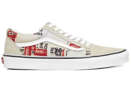 Мужские кеды vans old skool с принтом, слоновая кость/красные