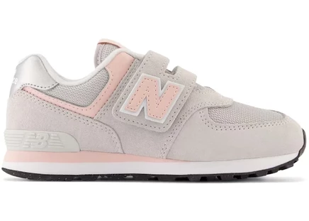 Детские кроссовки New Balance 574 Core на липучке, серо-розовые