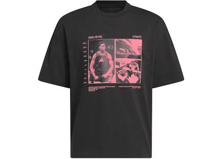 Мужская футболка Adidas AE Tee, черная с кислотно-красным