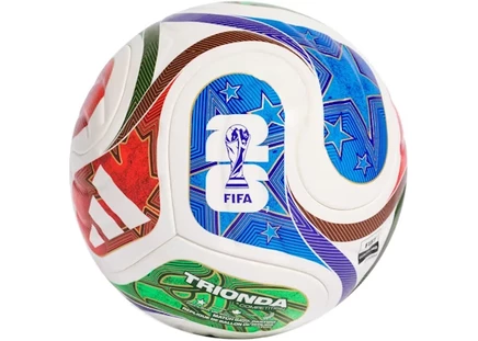 Футбольный мяч adidas Trionda FIFA 2026, бело-сине-красно-лаймовый
