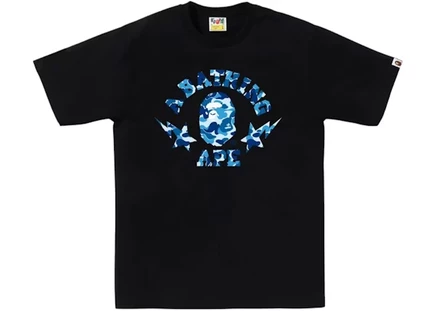 Мужская футболка Bape ABC Camo Sta College, черно-синяя