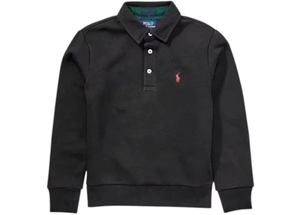 Детская рубашка-поло Polo Ralph Lauren с клетчатой подкладкой воротника, черная