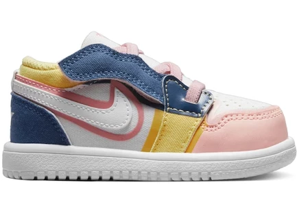Детские кроссовки Jordan 1 Low ALT SE, белые/голубые/золотистые