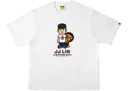 Мужская футболка Bape x JJ Lin Baby Milo, белая