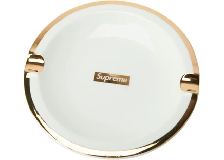 Пепельница Supreme керамическая с золотой отделкой, белая