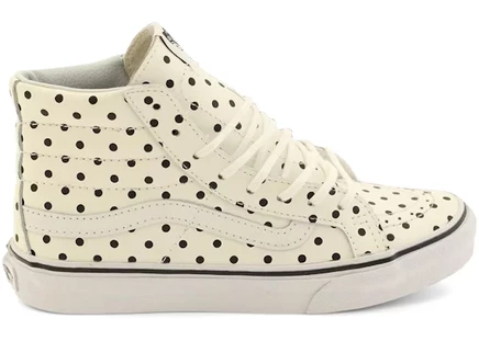 Женские кеды Vans Sk8-Hi Slim в горошек, белые