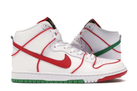 Мужские кроссовки Nike SB Dunk PR Mexico, бело-красно-зелёные