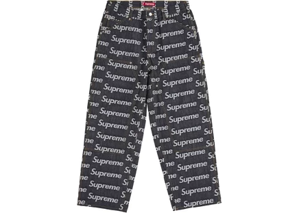 Джинсы Supreme Jacquard Logos с двойным коленом, индиго