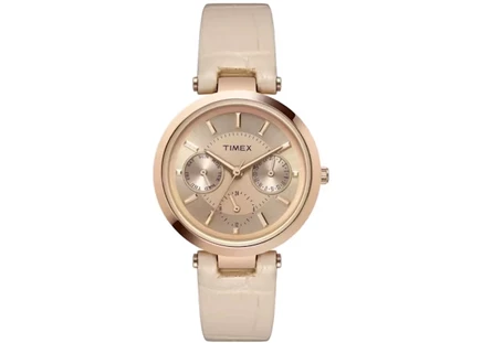 Женские часы Timex TW2T46500, латунь 34 мм, розовое золото