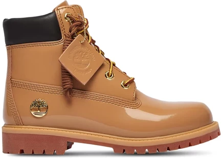 Детские ботинки Timberland 6-дюймовые премиальные водонепроницаемые из лакированной кожи, желто‑пшеничные
