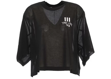 Женская футболка Adidas Y-3 Yohji Love полупрозрачная, черная