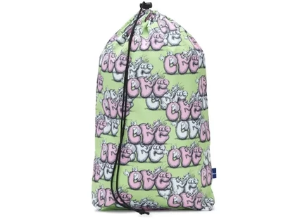 Унисекс сумка-мешок CDG Shirt x KAWS, зелено-розово-белая