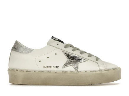 Женские кроссовки Golden Goose Hi Star, бело-серебристые