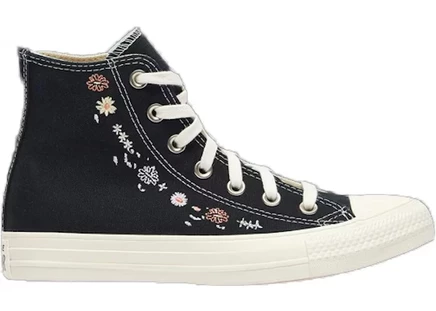 Женские кеды Converse Lift Hi с цветочной вышивкой, черные