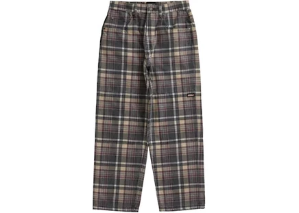Мужские джинсы Supreme Double Knee Baggy, коричневые в клетку