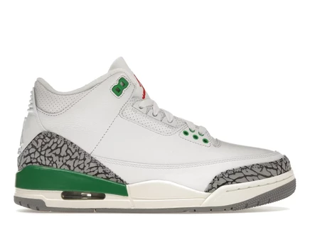 Женские кроссовки Jordan 3 Retro Lucky Green, бело-зеленые