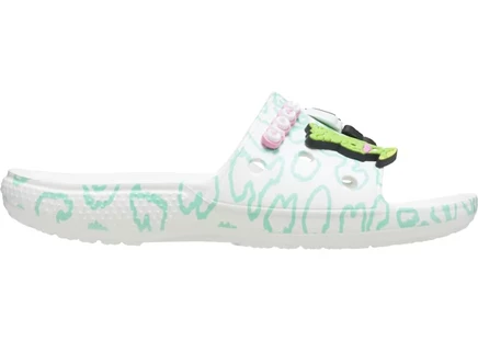 Женские сланцы Crocs Classic Slide «Party Animals», белые