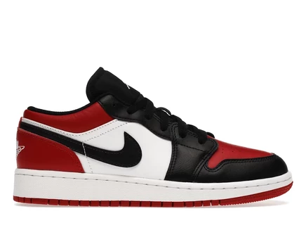 Детские кроссовки Jordan 1 Low Bred, красно-бело-черные