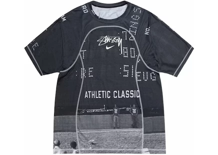 Мужской свитшот stussy x nike uv crew, черный