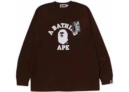 Мужской лонгслив Bape Mad Face College, коричневый