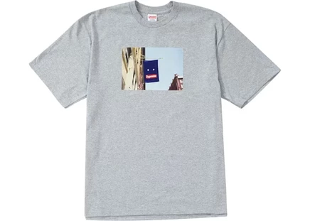 Мужская футболка supreme banner, серый меланж