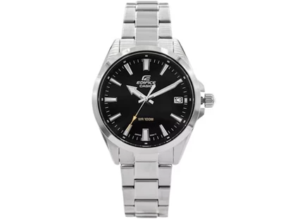 Мужские часы Casio Edifice EFV-100D-1AVUEF, корпус и браслет из нержавеющей стали, 42 мм, на кварцевом механизме, с черным циферблатом