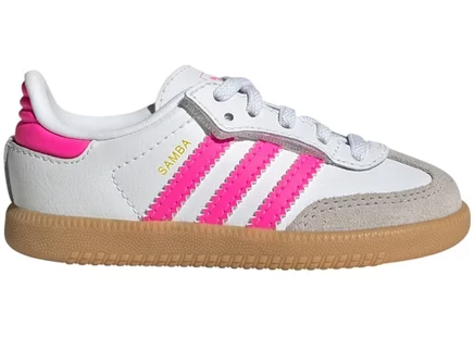 Детские кроссовки Adidas Samba OG, бело-розовые