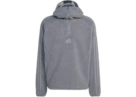 adidas Borg Fleece Teamgeist 1/4 Zip Hoodie Grey Strata grey strata