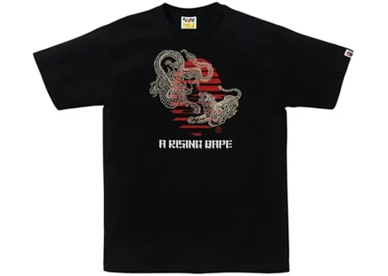 Мужская футболка Bape Ape Head «Тигр и дракон», черная
