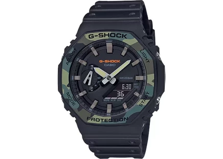 Мужские часы Casio GA2100SU-1A аналогово-цифровые, корпус 45 мм, ремешок из смолы, камуфляжный
