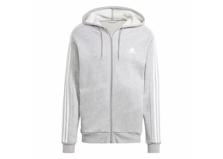 Мужское худи Adidas Essentials 3-Stripes на молнии, серый меланж