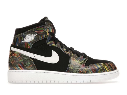 Детские кроссовки Jordan 1 Retro BHM 2016, черно-бело-зеленые