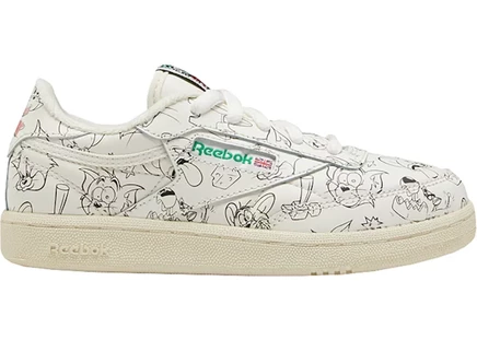 Детские кроссовки Reebok Club C Tom & Jerry All-Over (PS), белый/кремовый/красный