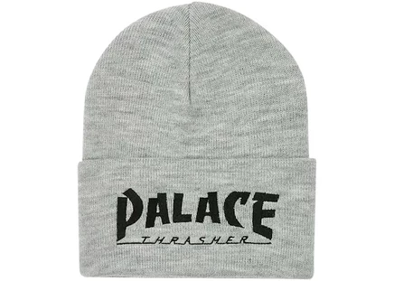 Мужская шапка Palace x Thrasher, серый меланж