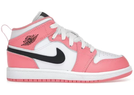 Детские кроссовки Jordan 1 Mid, розово-бело-черные